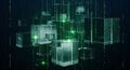 Abstract Digital Cubes Binary Code Stream - Futuristic Technology Data Royalty Free Stock Photo