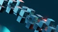 Abstract digital cubes connected in a chain with glowing particles image photo Royalty Free Stock Photo