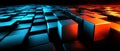 Abstract digital cubes in dynamic blue and orange hues representing advanced data architecture and modern technology systems in