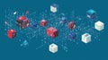 Abstract digital cubes representing data visualization and analytics in a technology setting. Royalty Free Stock Photo