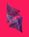 Abstract digital cubistic artwork with lilac multilayered triangles on vivid pink. Royalty Free Stock Photo