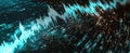 Abstract digital dark background with dynamic audio wave visualization and blue data. Theme of soundwave, technology, sound,