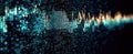 Abstract digital dark background, dynamic audio wave visualization and data. Theme of soundwave, technology, sound, frequency