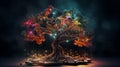 Abstract Digital Data Computer Chip with Tree Growing Out Royalty Free Stock Photo