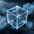 Abstract Digital Data Cube Network with AI Connectivity Royalty Free Stock Photo