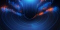 Abstract digital data flow with blue and orange glowing particles technology network Royalty Free Stock Photo
