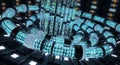 Abstract Digital Data Flow Through Futuristic Binary Code Tubes Royalty Free Stock Photo