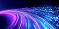 Abstract Digital Data Flow with Glowing Light Trails Illustrating Technology and Network Connections Royalty Free Stock Photo