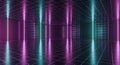 Abstract digital data flow with neon light streaks in futuristic cyber tunnel background Royalty Free Stock Photo