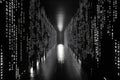 Abstract digital data flow representation in an empty space Royalty Free Stock Photo