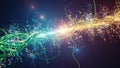 Abstract digital data flow with vibrant neural network elements Royalty Free Stock Photo