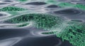 Abstract Digital Data Flowing on Wavy Surface, Binary Code on Fluid Texture - Technology Concept Royalty Free Stock Photo