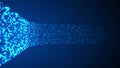 Abstract digital data funnel. Dynamic blue stream of glowing particles. Light illustrates high-speed information flow, network Royalty Free Stock Photo