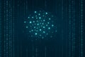 Abstract digital data matrix composed of glowing blue nodes connected by lines, illustrating concept of artificial intelligence Royalty Free Stock Photo