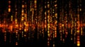 Abstract Digital Data Stream Backdrop: Orange and Red Binary Code Matrix Flowing Downwards in a Continuous Cybernetic System, Royalty Free Stock Photo