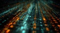 Abstract Digital Data Stream Background Featuring High Speed Glowing Orange and Blue Binary Code Information Trails Representing Royalty Free Stock Photo
