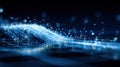 Abstract digital data stream flowing across dark blue background Royalty Free Stock Photo