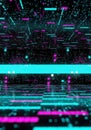 Abstract Digital Data Stream Flowing Through Neon Circuit Board Matrix 3D Render Royalty Free Stock Photo