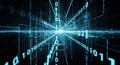 Abstract digital data stream with glowing binary code flowing through space Royalty Free Stock Photo