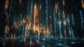 Digital Rain Background Futuristic Data Stream with Orange and Blue Lines Royalty Free Stock Photo