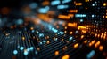 Abstract Digital Data Stream glowing orange blue Royalty Free Stock Photo