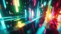 Abstract digital data stream moving through neon light tunnel Royalty Free Stock Photo