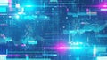 Abstract Digital Data Stream with Neon Blue and Pink Glitches and Waveforms technology Royalty Free Stock Photo