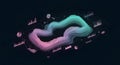 Abstract Digital Data Stream Visualization with Gradient 3D Flow and Modern Analytics Infographics on a Dark Background for Royalty Free Stock Photo