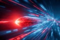 Abstract digital data stream visualized as red and blue light trails converging in a dynamic fast-moving futuristic technology Royalty Free Stock Photo