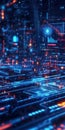 Abstract Digital Data Stream Visualizing Network Connections and Information Flow
