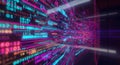 Abstract Digital Data Stream: High-Speed Information Flow, Futuristic Cyber Network with Glowing Binary Code and Neon Light Trails Royalty Free Stock Photo