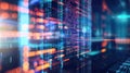 Abstract digital data streams with glowing lines and binary code. The scene represents technology, data processing, and Royalty Free Stock Photo