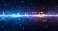Abstract digital data streams and graphs on dark blue background, science and technology concept Royalty Free Stock Photo