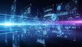 Futuristic Digital Data Streams and Network Connections with Graphs and Charts technology Royalty Free Stock Photo