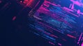 Abstract digital data streams in purple and blue tones highlighting intricate coding patterns