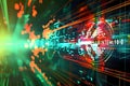 Abstract Digital Data Streams Visualize Futuristic Technology with Vibrant Colors and Motion, Exploring Network Systems and