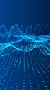 Abstract digital data visualization with blue glowing particles and waves on dark background Royalty Free Stock Photo