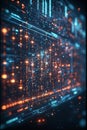 Abstract Digital Data Visualization with Blue Light Rows, Portrait Images Generative AI Royalty Free Stock Photo