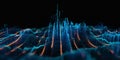 Abstract digital data visualization with glowing blue and orange lines technology Royalty Free Stock Photo