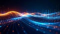 Abstract digital data visualization with flowing waves of light and lines, technology concept. Royalty Free Stock Photo