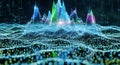 Abstract Digital Data Visualization Futuristic Financial Graph and Waveform Royalty Free Stock Photo