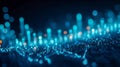 Abstract digital data visualization with glowing blue and orange bokeh lights representing futuristic technology and information Royalty Free Stock Photo