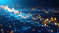 Abstract digital data visualization with glowing lines and dots on dark background Royalty Free Stock Photo