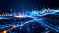 Abstract digital data visualization with glowing lines and graphs representing information flow Royalty Free Stock Photo