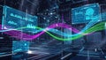 Abstract digital data visualization with glowing lines and network connections technology Royalty Free Stock Photo