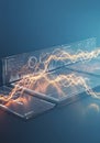 Abstract Digital Data Visualization with Glowing Waves Royalty Free Stock Photo