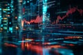 Abstract Digital Data Visualization Neon Red Blue Technology Background Stock Image Code Trend Chart Graph Cyber Design