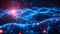 Abstract Digital Data Visualization Showing Undulating Waves of Blue and Red Light Particles Creating a Dynamic Three Dimensional Royalty Free Stock Photo