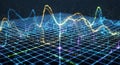 Abstract digital data visualization of sound wave frequencies on a grid Royalty Free Stock Photo