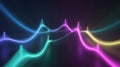 Abstract Digital Data Waveform with Glowing Neon Lines and Interconnected Peaks Representing Technology, Communication, and Royalty Free Stock Photo